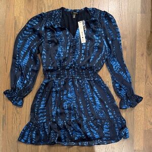 Aqua Black and Blue Long Sleeve Dress